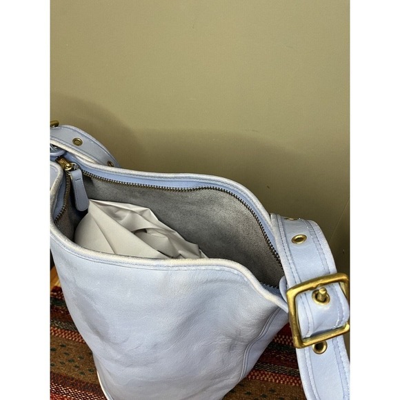 Coach Vintage XL Duffle Feed Sac 9085 in Periwinkle Blue Cowhide Leather - Picture 7 of 12